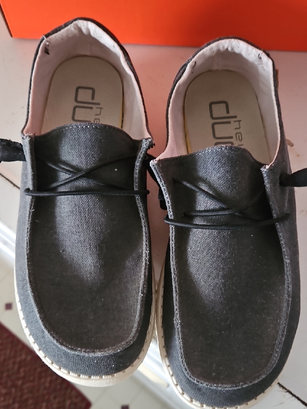 Hey Dude Men's Black Canvas Slip-On Loafers